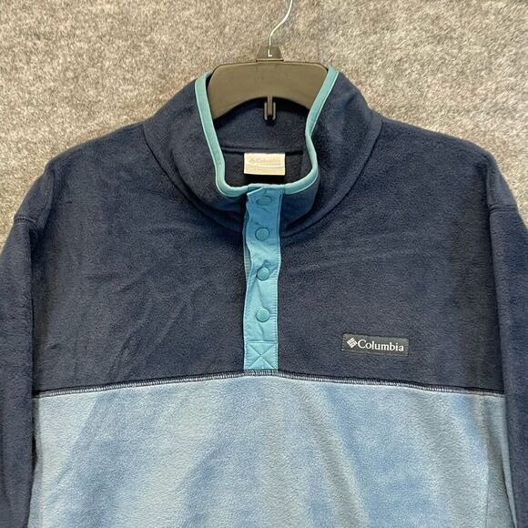 COLUMBIA Sweatshirt Men's XL Blue Steens Mountain Fleece Snap Button Pulllover - Picture 2 of 15